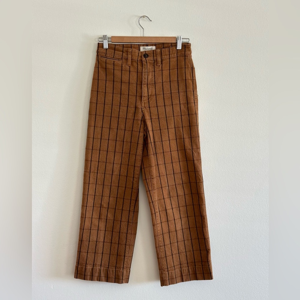 MADEWELL Slim Emmet Wide Leg Cop Pants in Eberhart Plaid